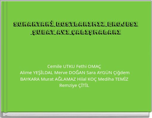 SOKAKTAKİ DOSTLARIMIZ projesi şubat ayı çalışmaları