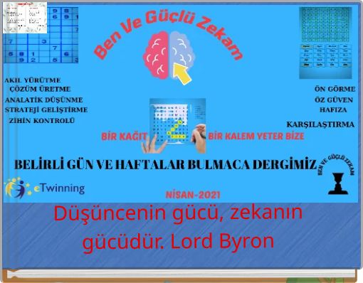 Front cover of 'Düşüncenin gücü, zekanın gücüdür. Lord Byron' 