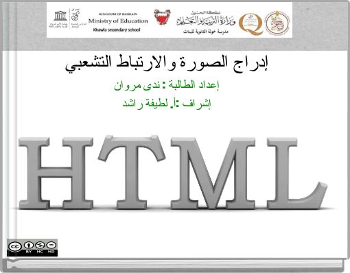 إدراج الصورة والارتباط التشعبي إعداد الطالبة : ندى مروان إشراف :أ. لطيفة راشد