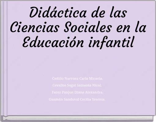 Didáctica de las Ciencias Sociales en la Educación infantil