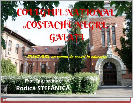 Front cover of 'COLEGIUL NAȚIONAL „COSTACHE NEGRI„ GALAȚI - LICEUL MEU, un roman de ecouri în educaţie!' 