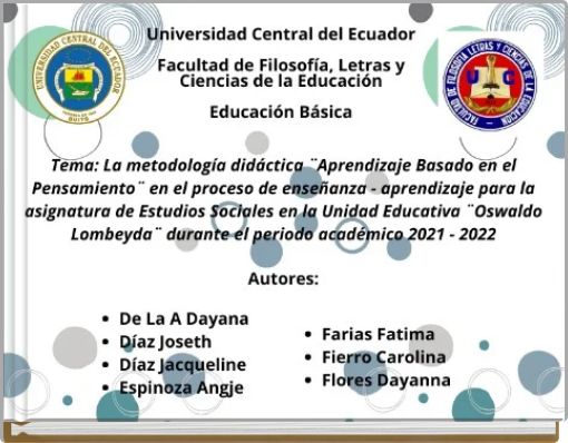 LA METODOLOG&Iacute;A DID&Aacute;CTICA APRENDIZAJE BASADO EN EL PENSAMIENTO EN EL PROCESO ENSE&Ntilde;ANZA APRENDIZAJE DE