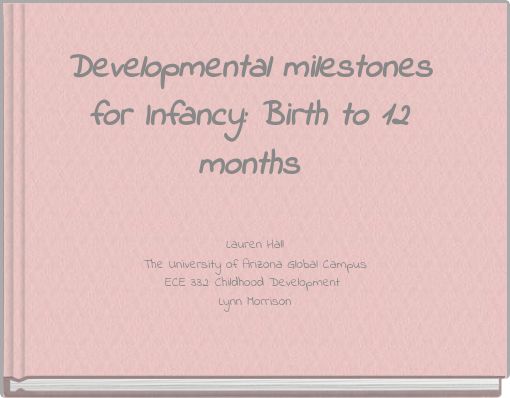 Developmental milestones for Infancy: Birth to 12 months