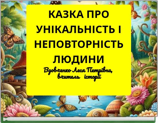КАЗКА ПРО УНІКАЛЬНІСТЬ І НЕПОВТОРНІСТЬ ЛЮДИНИ Вдовченко Леся Петрівна, вчитель історії