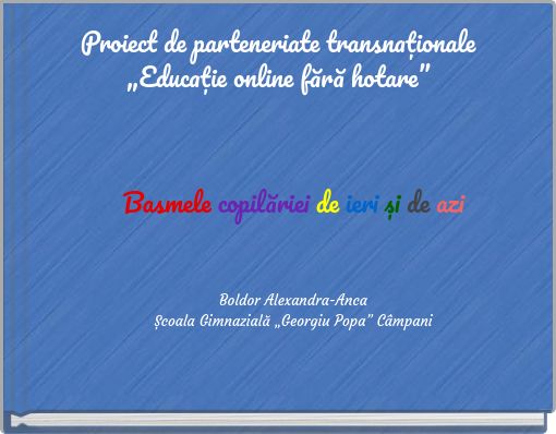 Proiect de parteneriate transnaționale „Educație online fără hotare”