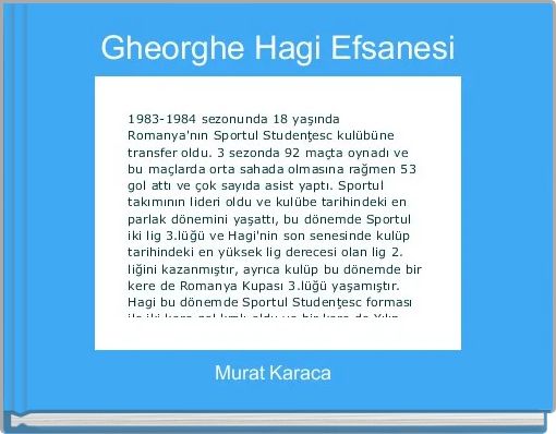 Front cover of 'Gheorghe Hagi Efsanesi' 