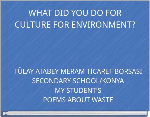 WHAT DID YOU DO FOR CULTURE FOR ENVIRONMENT?
