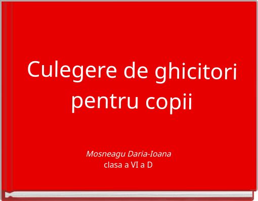 Front cover of 'Culegere de ghicitori pentru copii' 