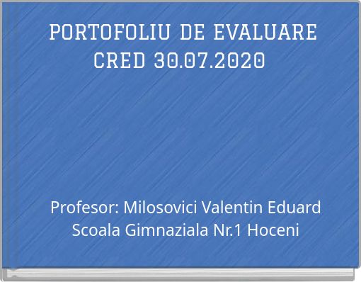 Book Cover for: PORTOFOLIU DE EVALUARE CRED 30.07.2020
