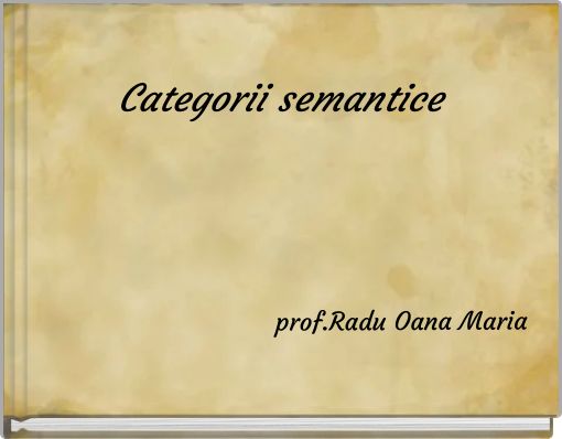 Front cover of 'Categorii semantice' 