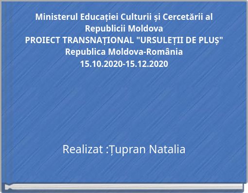 Ministerul Educației Culturii și Cercetării al Republicii MoldovaPROIECT TRANSNAȚIONAL "URSULEȚII DE PLUȘ" Republica Moldova-Rom