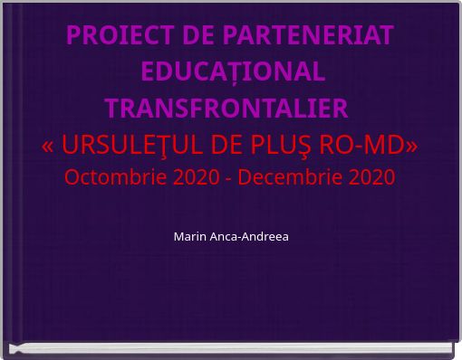 PROIECT DE PARTENERIAT EDUCAȚIONAL TRANSFRONTALIER &laquo; URSULEŢUL DE PLUŞ RO-MD&raquo;Octombrie 2020 - Decembrie 2020 Mari