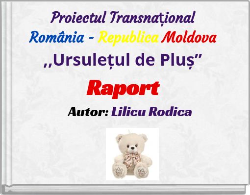 Proiectul Transnațional România - Republica Moldova ,,Ursulețul de Pluș” Raport