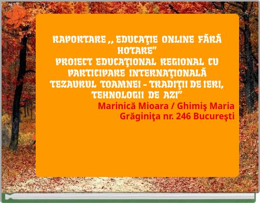 RAPORTARE ,, EDUCAŢIE ONLINE FĂRĂ HOTARE”PROIECT EDUCAŢIONAL REGIONAL CU PARTICIPARE INTERNA