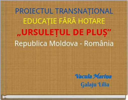 Book Cover for: PROIECTUL TRANSNAȚIONAL EDUCAȚIE FĂRĂ HOTARE „URSULEȚUL DE PLUȘ” Republica Moldova - România