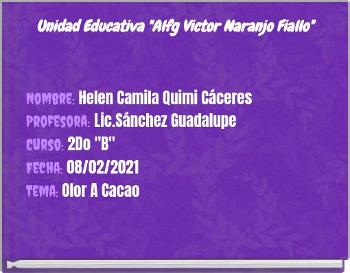 Book Cover for: Unidad Educativa "Alfg Victor Naranjo Fiallo"