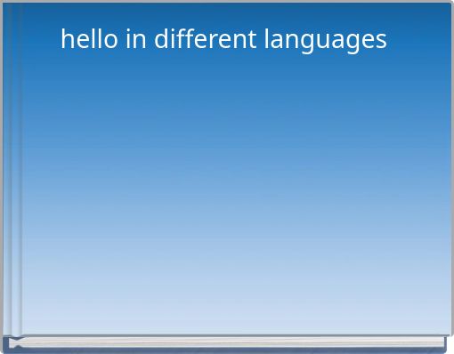 hello in different languages